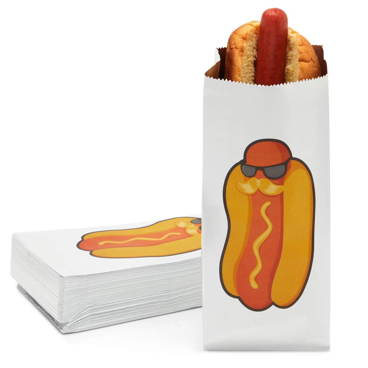 Juvale 100 Pack Paper Hot Dog Bags for 4th of July, White, 4 x 8 x 2 Inches, Disposable Hot Dog Wrappers Party Supplies for Birthdays, Gatherings, Christmas & BBQ Parties
